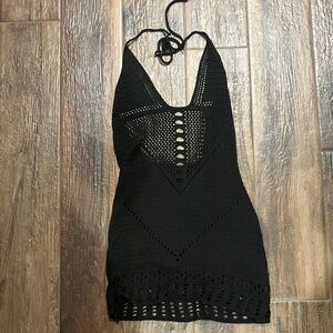 Elegant Black Crochet Halter Top